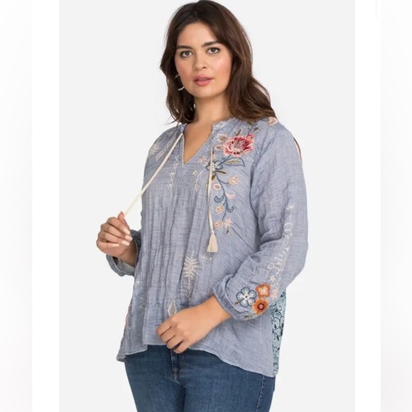 NWT! Johnny Was XL Umoya effortless scarf back blouse. - Picture 3 of 13